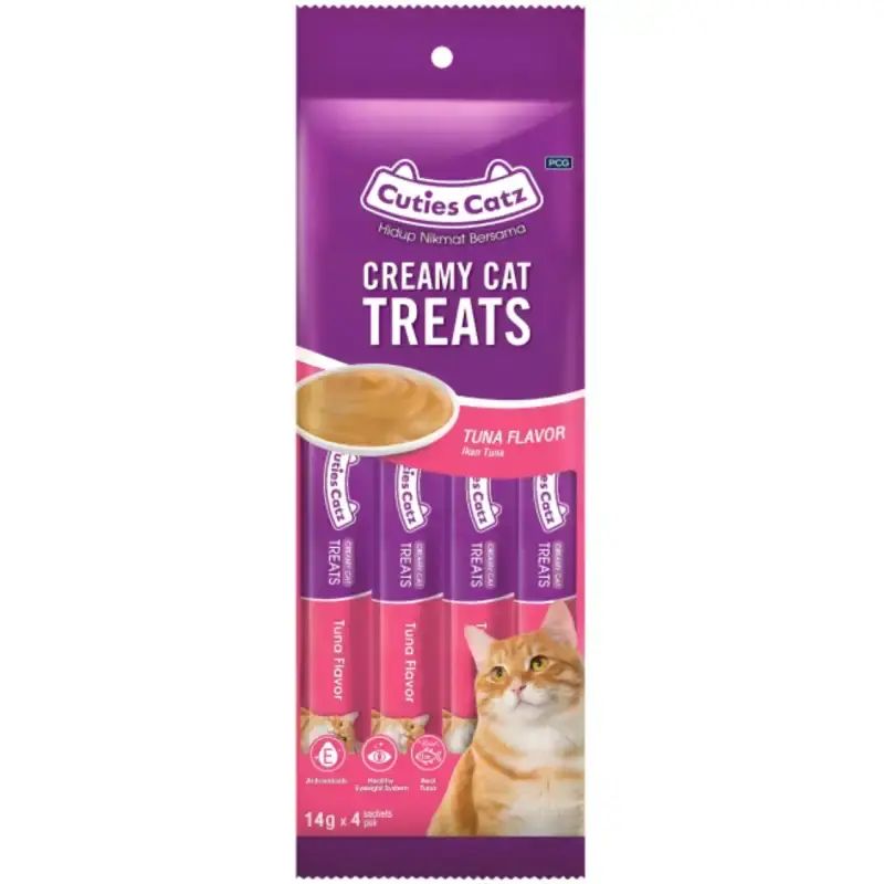 Cuties Catz Creamy Cat Treats Tuna Flavor 4x14GR