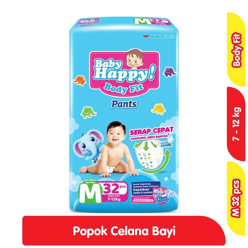 Baby Happy Body Fit Pants M 32PCS