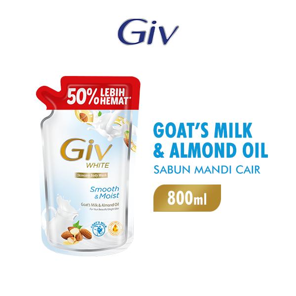 Giv White Body Wash Goat's Milk & Almond Oil Pch 800ML