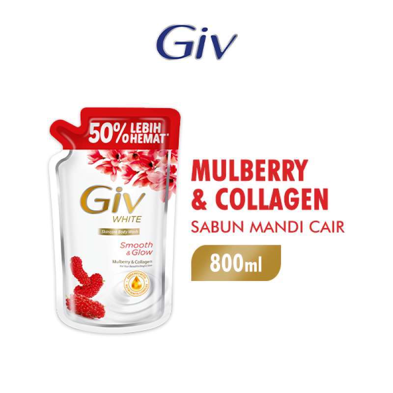Giv White Body Wash Mulberry & Collagen Pch 800ML