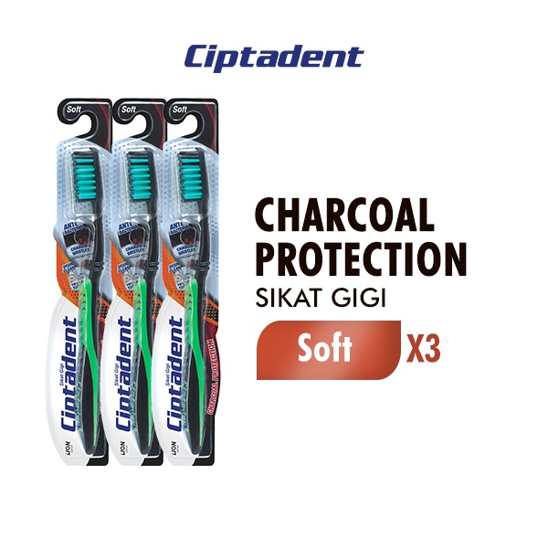 Ciptadent Sikat Gigi Charcoal Protection Soft 3PCS