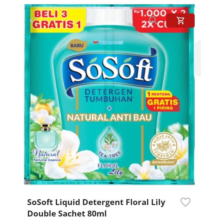 So Soft Detergen Cair + Softener Sweet Peony 6+2x80ML