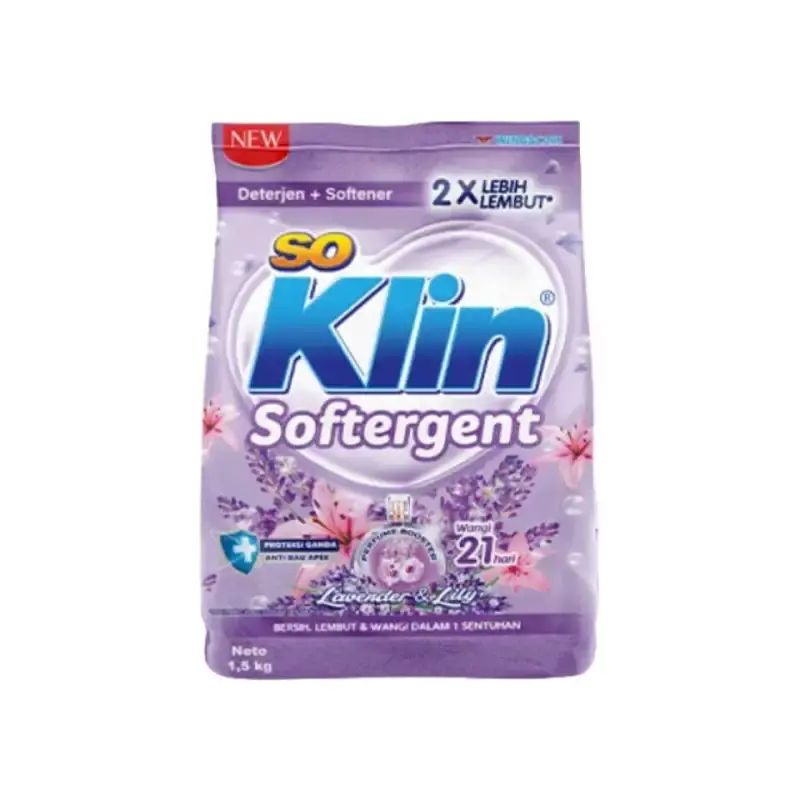 So Klin Detergen Bubuk + Softener Lavender & Lily 1.5KG