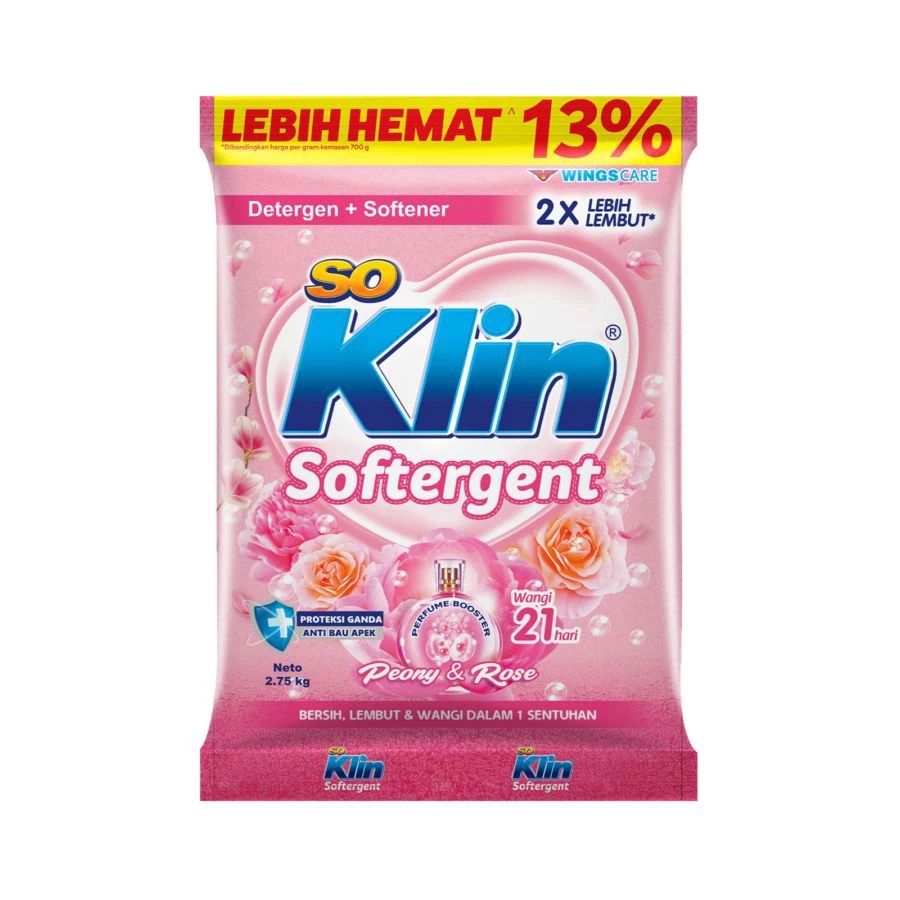 So Klin Detergen Bubuk + Softener Peony & Rose 2700GR