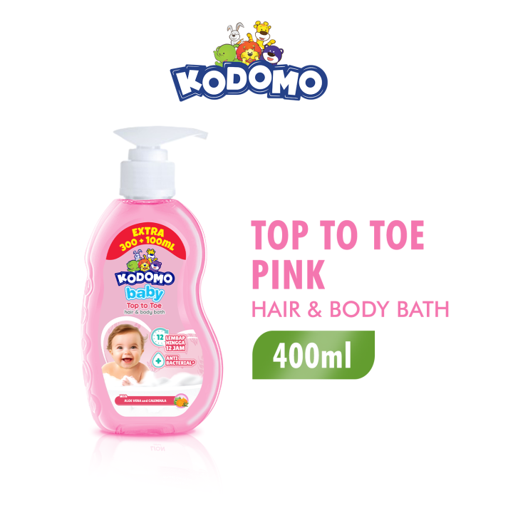 Kodomo Baby Top To Toe Hair & Body Bath Pink Pump 400ML
