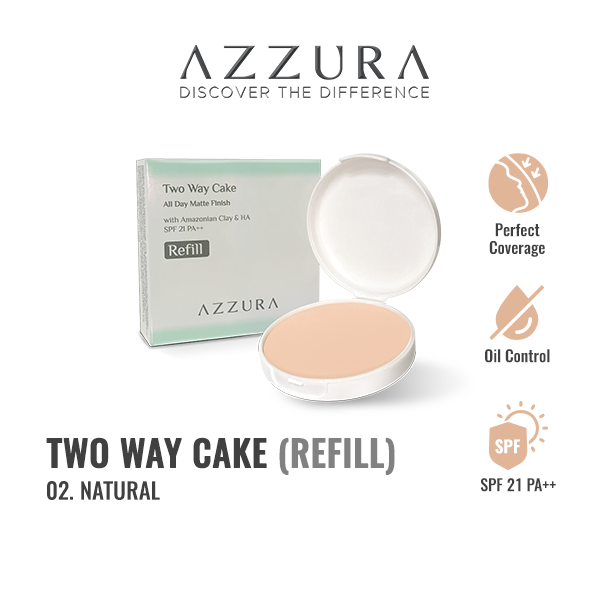 Azzura Two Way Cake All Day Matte Finish 02 Natural Refill 12GR