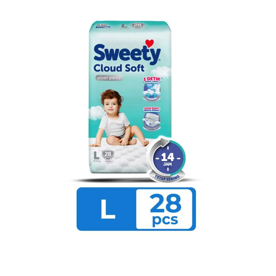 Sweety Cloud Soft Silver Pants L 28PCS