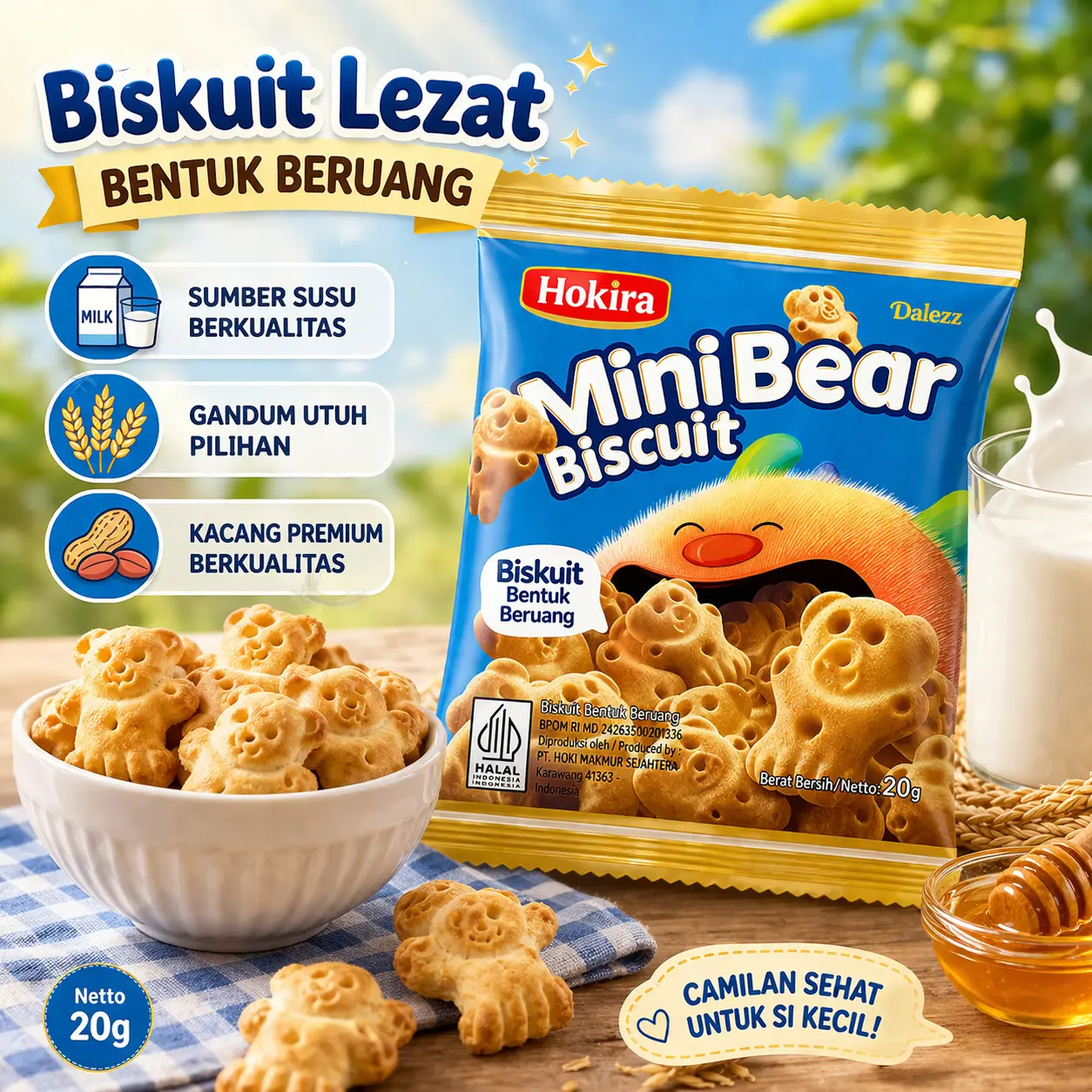 Hokira Mini Bear Biscuit 20GR